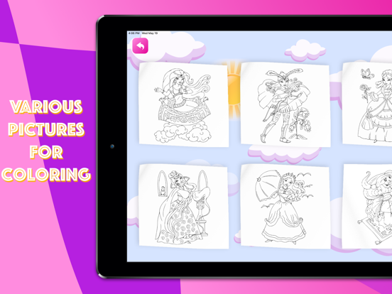 girls coloring book draw on go