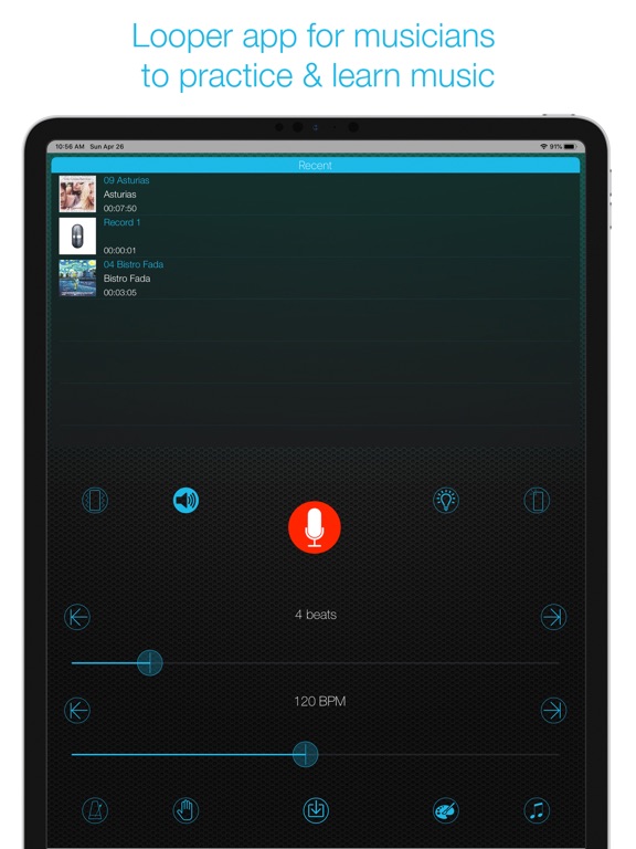 music looper  - 练习，节拍器，音高，慢下来