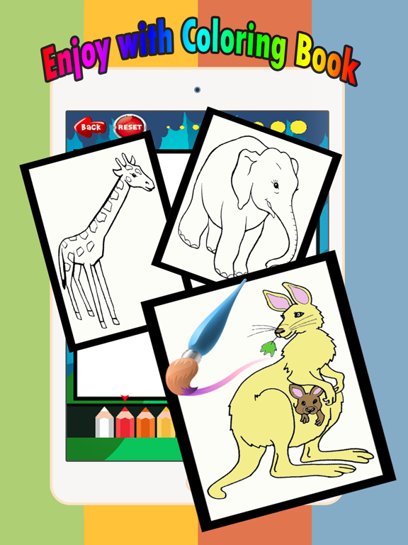 学龄前着色书游戏免费为孩子1-10岁：在丛林着色页这些可爱的动物园动物提供有趣的活动时间