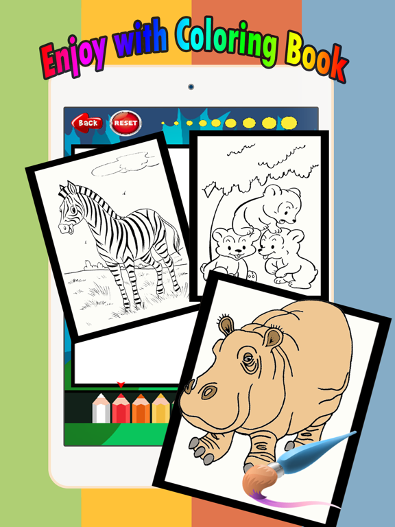 学龄前着色书游戏免费为孩子1-10岁：在丛林着色页这些可爱的动物园动物提供有趣的活动时间