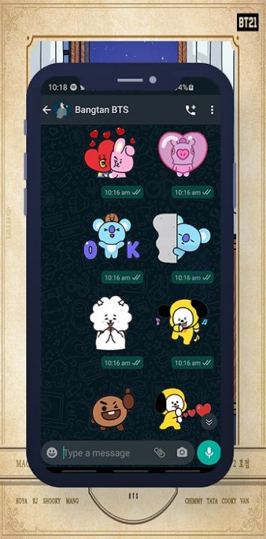 bt21 bts wasticker